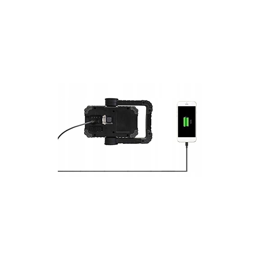 LED Nabíjecí reflektor s reproduktorem s funkcí powerbanky LED/10W/5V 4400 mAh IP44 černá/žlutá