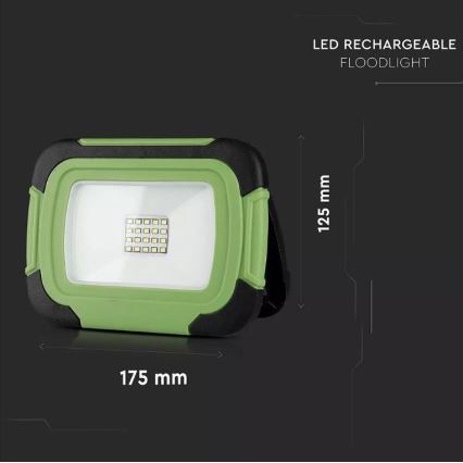 LED Nabíjecí reflektor SAMSUNG CHIP LED/10W/3,7V IP44 4000K 3600 mAh zelená