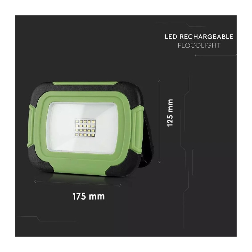 LED Nabíjecí reflektor SAMSUNG CHIP LED/10W/3,7V IP44 4000K 3600 mAh zelená