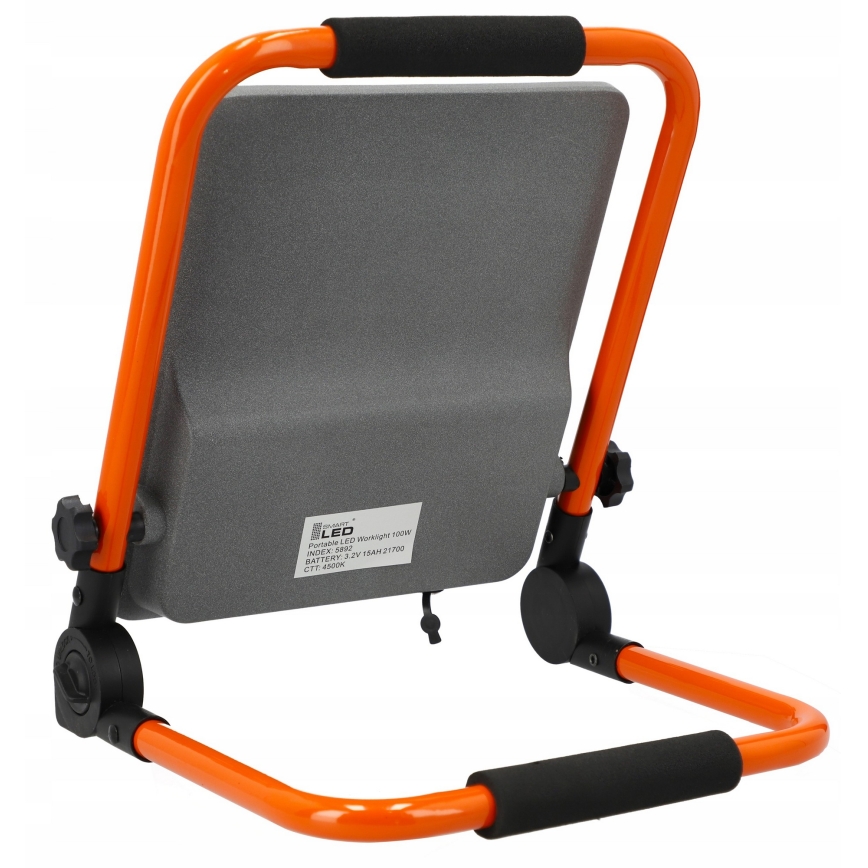 LED Nabíjecí reflektor se stojanem LED/100W/3,2V 4500K 15000 mAh IP65 oranžová