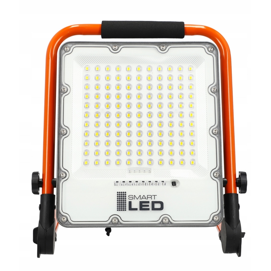 LED Nabíjecí reflektor se stojanem LED/100W/3,2V 5000K 5000 mAh IP65 oranžová