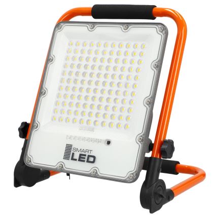 LED Nabíjecí reflektor se stojanem LED/100W/3,2V 5000K 5000 mAh IP65 oranžová
