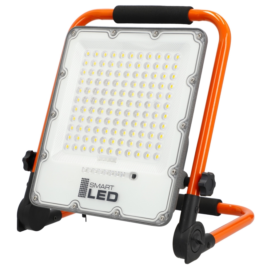 LED Nabíjecí reflektor se stojanem LED/100W/3,2V 5000K 5000 mAh IP65 oranžová