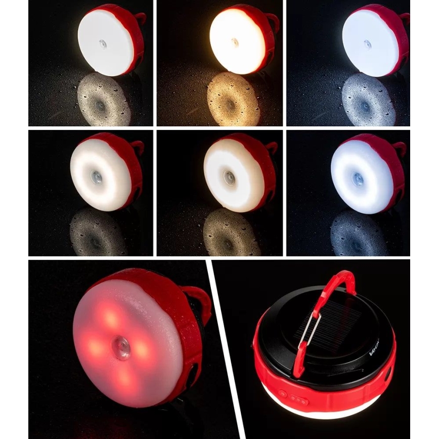 LED Stmívatelná nabíjecí solární svítilna s funkcí powerbanky LED/3W/5V 3000/4000/6500K IPX6 500 lm 2000 mAh