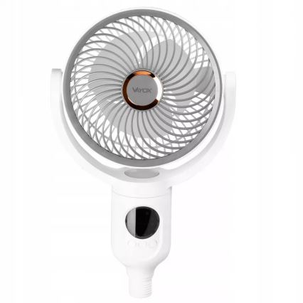 LED Nabíjecí stojanový ventilátor s LED osvětlením LED/4,8W/5V USB 7200 mAh bílá + dálkové ovládání