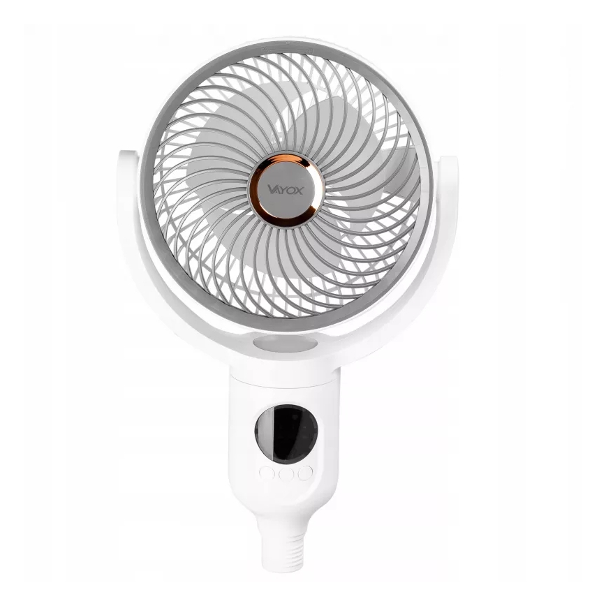 LED Nabíjecí stojanový ventilátor s LED osvětlením LED/4,8W/5V USB 7200 mAh bílá + dálkové ovládání