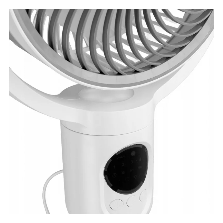LED Nabíjecí stojanový ventilátor s LED osvětlením LED/4,8W/5V USB 7200 mAh bílá + dálkové ovládání