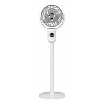 LED Nabíjecí stojanový ventilátor s LED osvětlením LED/4,8W/5V USB 7200 mAh bílá + dálkové ovládání