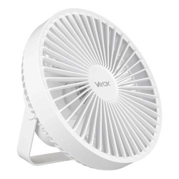 LED Nabíjecí stolní ventilátor s LED osvětlením LED/2W/5V USB 2400 mAh bílá