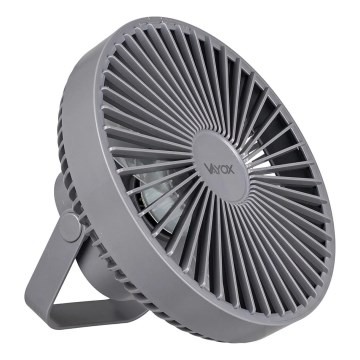 LED Nabíjecí stolní ventilátor s LED osvětlením LED/2W/5V USB 2400 mAh šedá