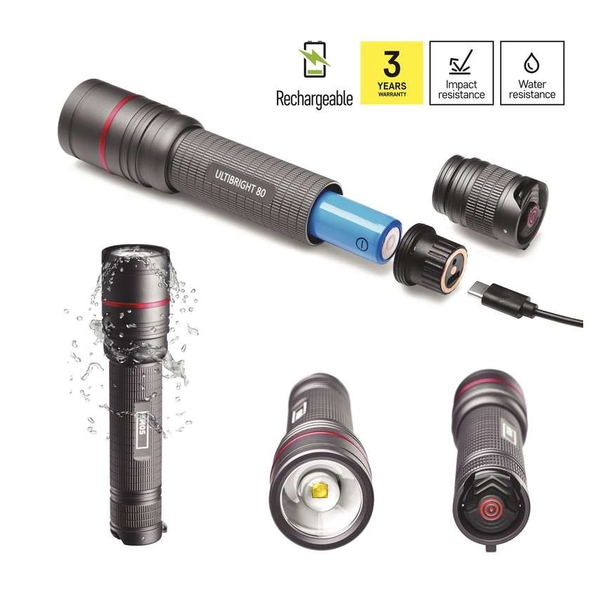 LED Nabíjecí svítilna LED/USB/3,7V IP65 600lm