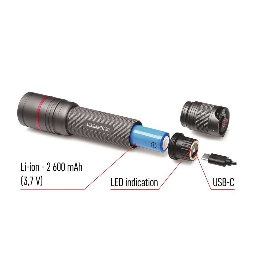 LED Nabíjecí svítilna LED/USB/3,7V IP65 600lm