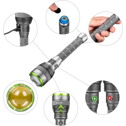 LED Stmívatelná nabíjecí svítilna s funkcí powerbanky LED/5V IPX7 10000 lm 2600 mAh