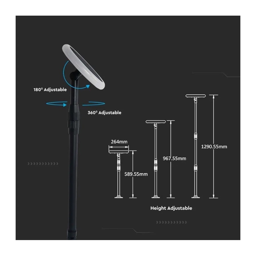 LED Nastavitelná solární lampa GARDEN LED/8W/5V 60-129 cm 4000K IP65 2000 mAh