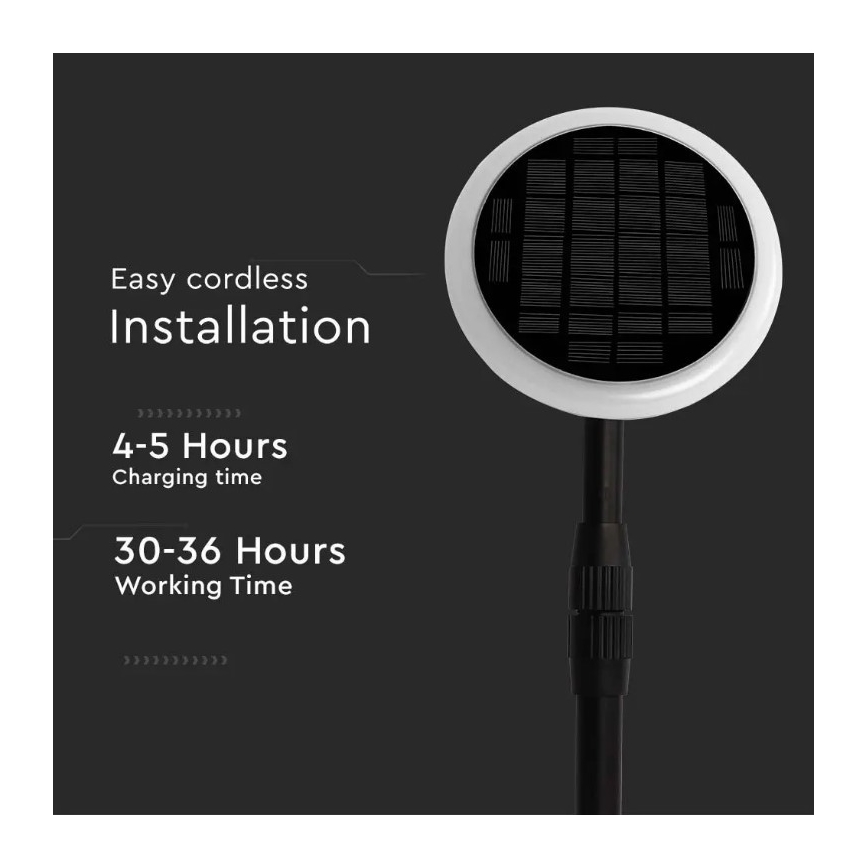 LED Nastavitelná solární lampa GARDEN LED/8W/5V 60-129 cm 4000K IP65 2000 mAh