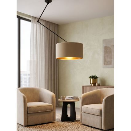 LED Nastavitelný lustr na tyči GORTA 1xE27/60W/230V béžová/zlatá