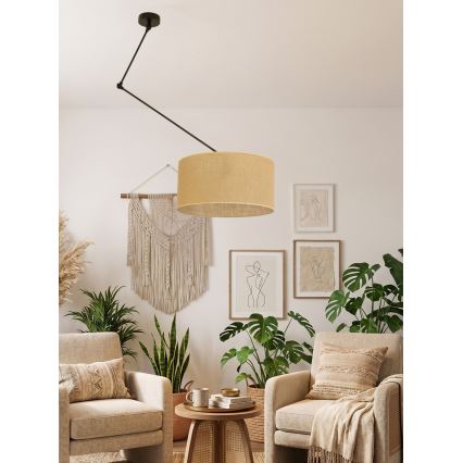 LED Nastavitelný lustr na tyči GORTA 1xE27/60W/230V juta