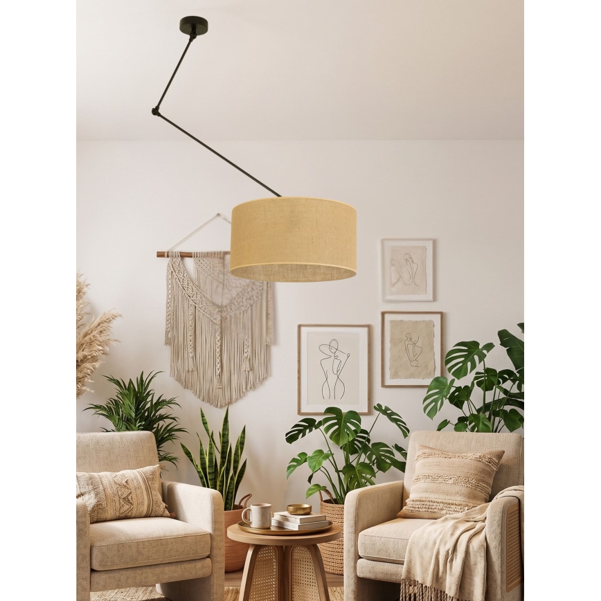 LED Nastavitelný lustr na tyči GORTA 1xE27/60W/230V juta
