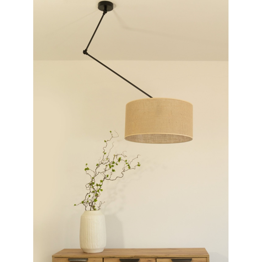 LED Nastavitelný lustr na tyči GORTA 1xE27/60W/230V juta