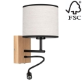 LED Nástěnná lampa BOHO 1xE27/25W/230V + LED/1W/230V dub – FSC certifikováno