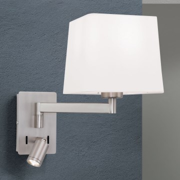 LED Nástěnná lampa CARLTON 1xE27/40W/230V + LED/3W bílá/matný chrom