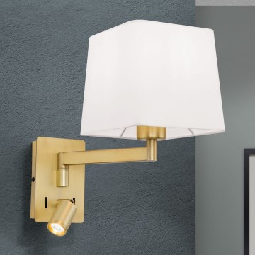 LED Nástěnná lampa CARLTON 1xE27/40W/230V + LED/3W bílá/zlatá