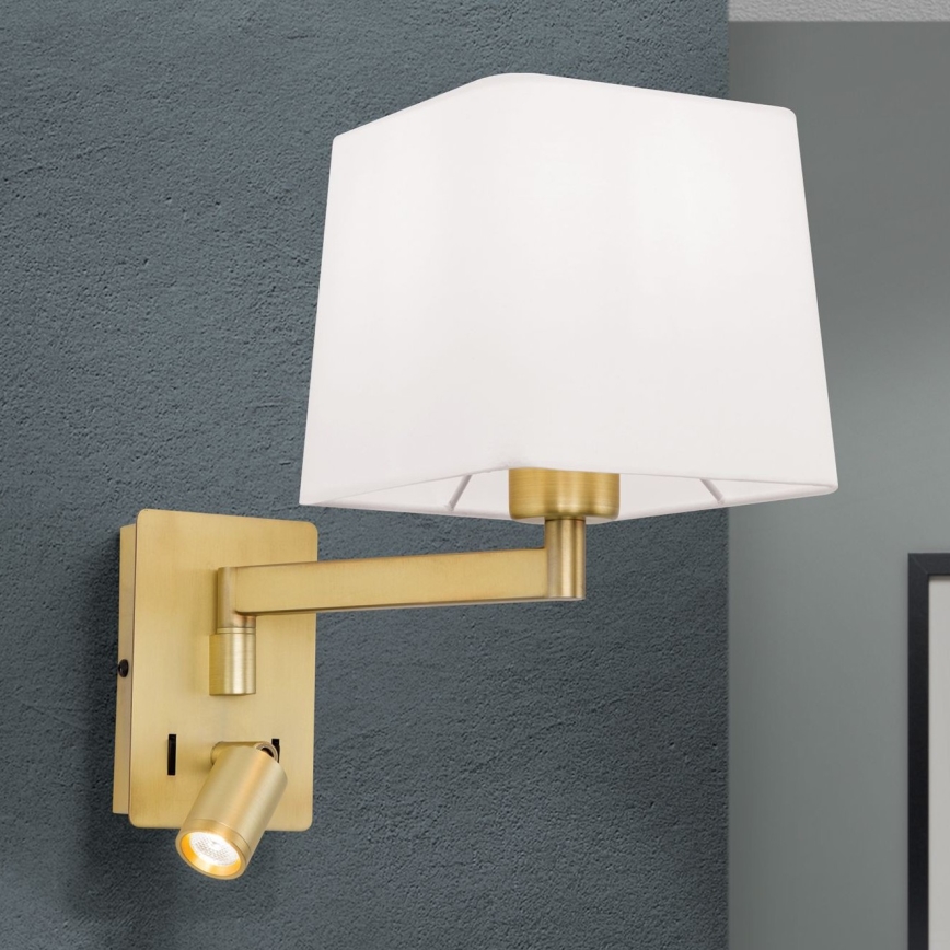 LED Nástěnná lampa CARLTON 1xE27/40W/230V + LED/3W bílá/zlatá