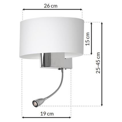 LED Nástěnná lampa CASINO 1xE27/60W/230V + LED/1W/230V bílá