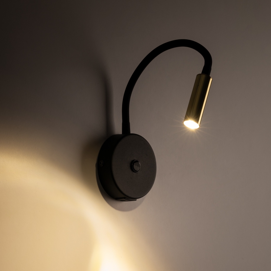LED Nástěnná lampa s USB portem LAGOS 1xG9/3W/5V 4000K černá/zlatá