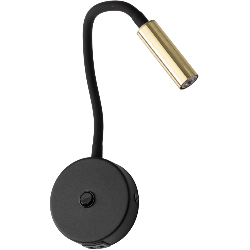LED Nástěnná lampa s USB portem LAGOS 1xG9/3W/5V 4000K černá/zlatá