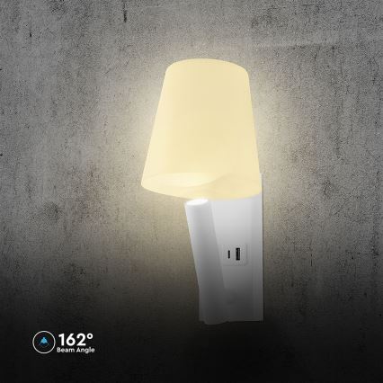 LED Nástěnná lampa s USB portem LED/2W/230V 3000K bílá
