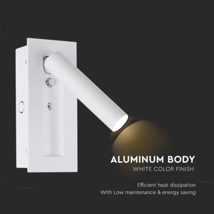 LED Nástěnné bodové svítidlo LED/2W/230V 3000K bílá