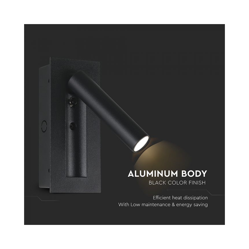 LED Nástěnné bodové svítidlo LED/2W/230V 3000K černá