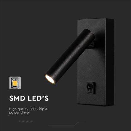 LED Nástěnné bodové svítidlo LED/2W/230V 4000K černá