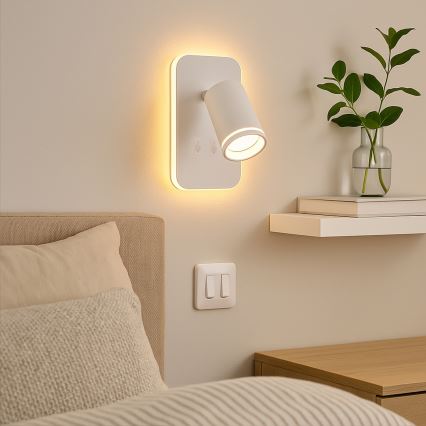 LED Nástěnné bodové svítidlo PIPE 1xGU10/10W/230V + LED/6W bílá
