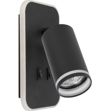 LED Nástěnné bodové svítidlo PIPE 1xGU10/10W/230V + LED/6W černá