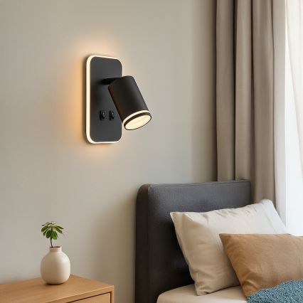 LED Nástěnné bodové svítidlo PIPE 1xGU10/10W/230V + LED/6W černá