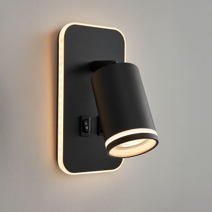 LED Nástěnné bodové svítidlo PIPE 1xGU10/10W/230V + LED/6W černá