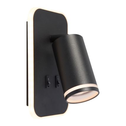 LED Nástěnné bodové svítidlo PIPE 1xGU10/10W/230V + LED/6W černá