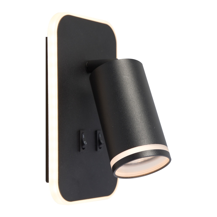 LED Nástěnné bodové svítidlo PIPE 1xGU10/10W/230V + LED/6W černá