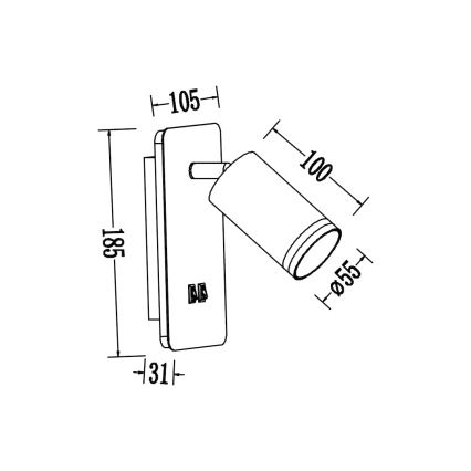 LED Nástěnné bodové svítidlo PIPE 1xGU10/10W/230V + LED/6W černá