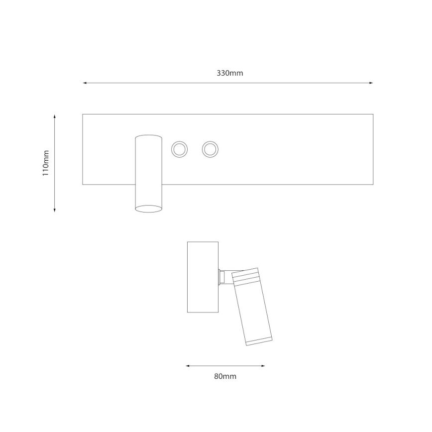 LED Nástěnné bodové svítidlo RESORT LED/10W/230V + LED/3W bílá levá