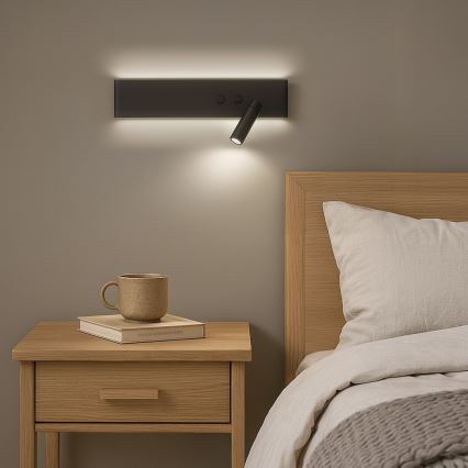 LED Nástěnné bodové svítidlo RESORT LED/10W/230V + LED/3W černá pravá