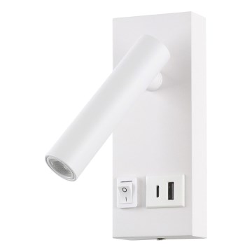 LED Nástěnné bodové svítidlo s USB CHARGE LED/2W/230V bílá