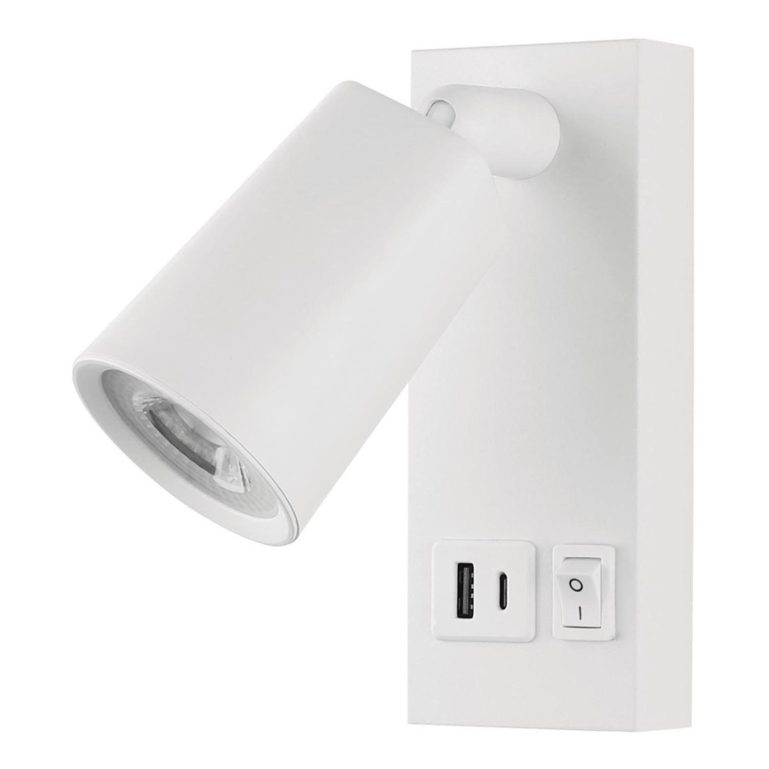 LED Nástěnné bodové svítidlo s USB CHARGE LED/5W/230V bílá
