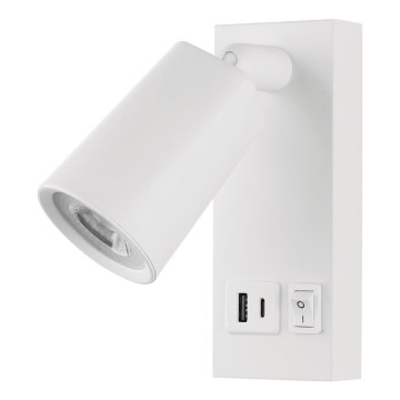 LED Nástěnné bodové svítidlo s USB LED/5W/230V bílá