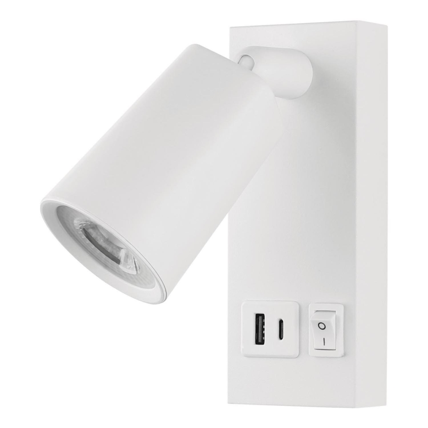 LED Nástěnné bodové svítidlo s USB LED/5W/230V bílá