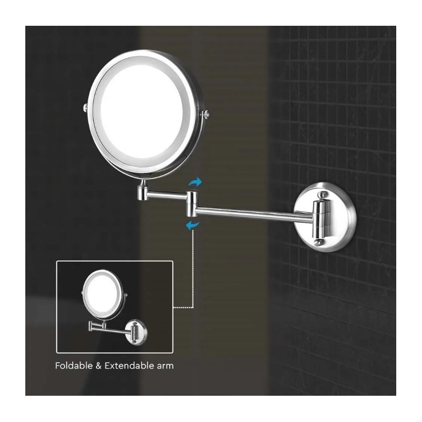 LED Nástěnné kosmetické zrcátko LED/3W/6V 4xAA IP44