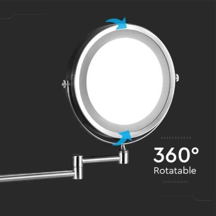 LED Nástěnné kosmetické zrcátko LED/3W/6V 4xAA IP44