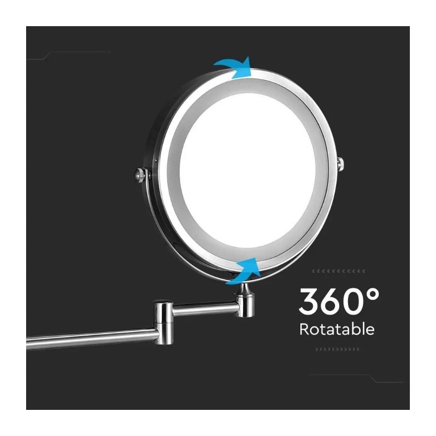 LED Nástěnné kosmetické zrcátko LED/3W/6V 4xAA IP44